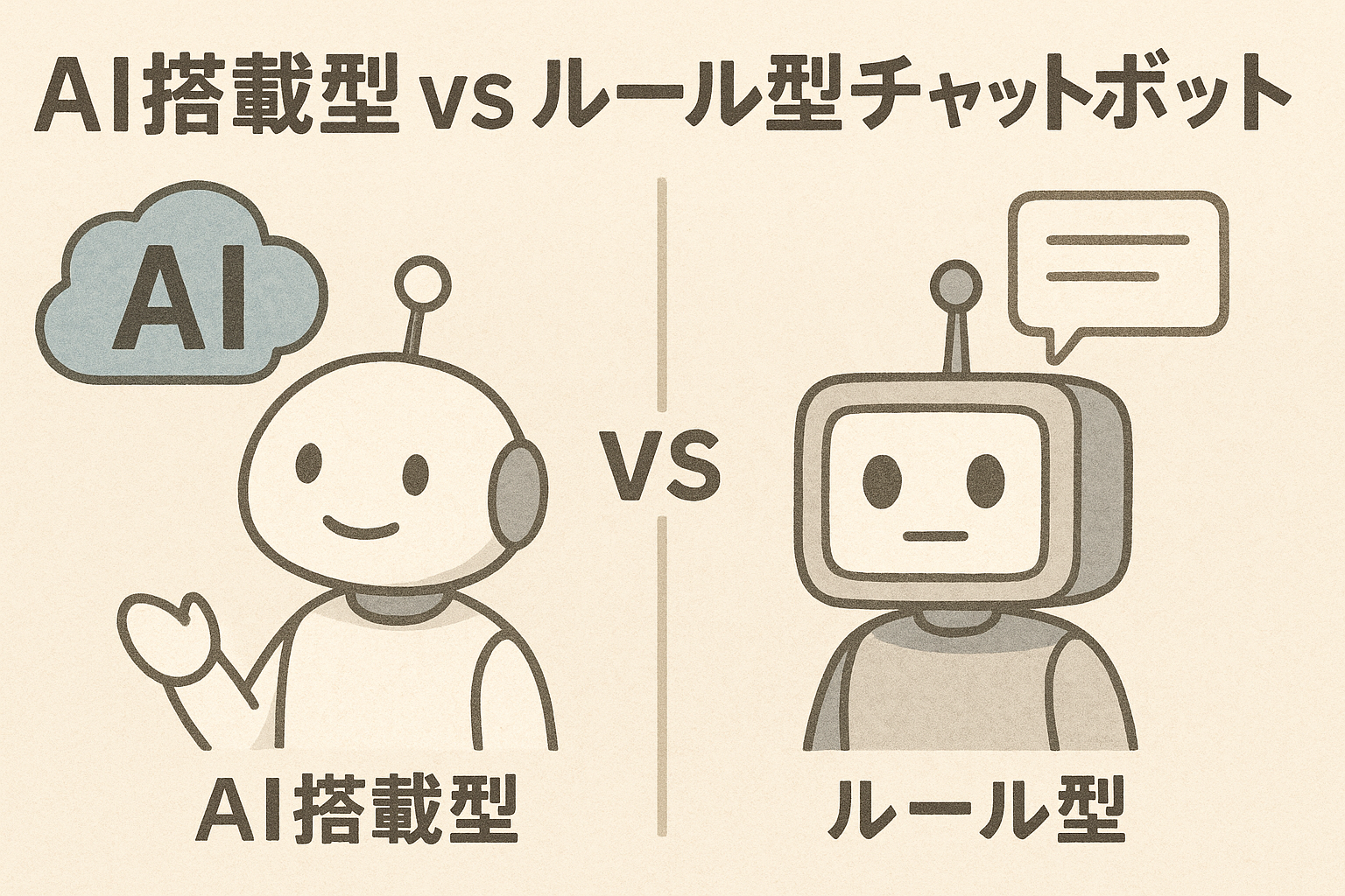 AI搭載型とルールベース型のチャットボットのイメージ